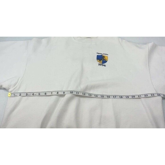 Vintage Delta Sigma 1996 Crewneck Sweatshirt Adult Large White Men's XL ~STAINS~ - Picture 9 of 11